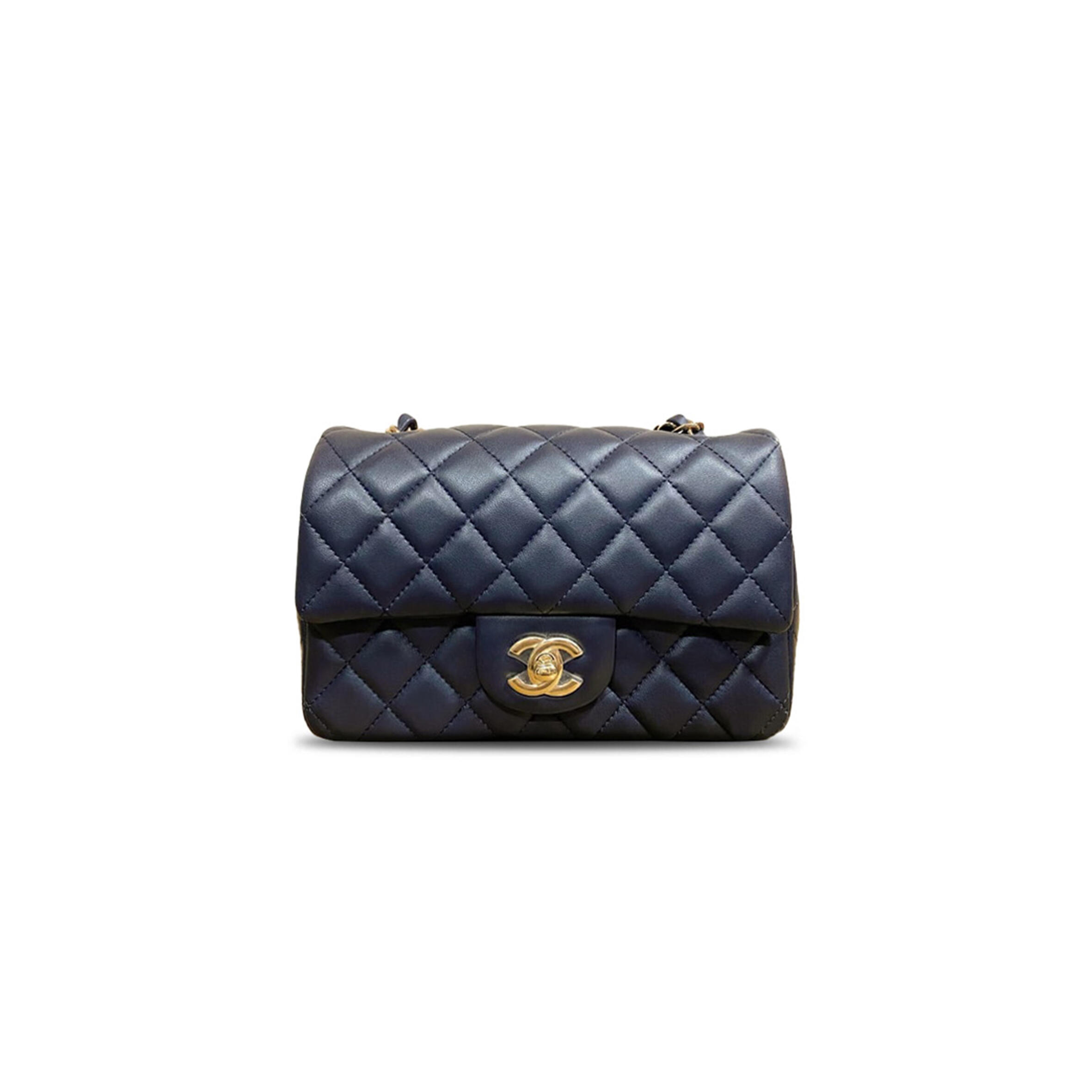 CHANEL MINI CLASSIC 20 IN SHEEPSKIN LEATHER WITH GOLD BUCKLE  (20*12*7cm)